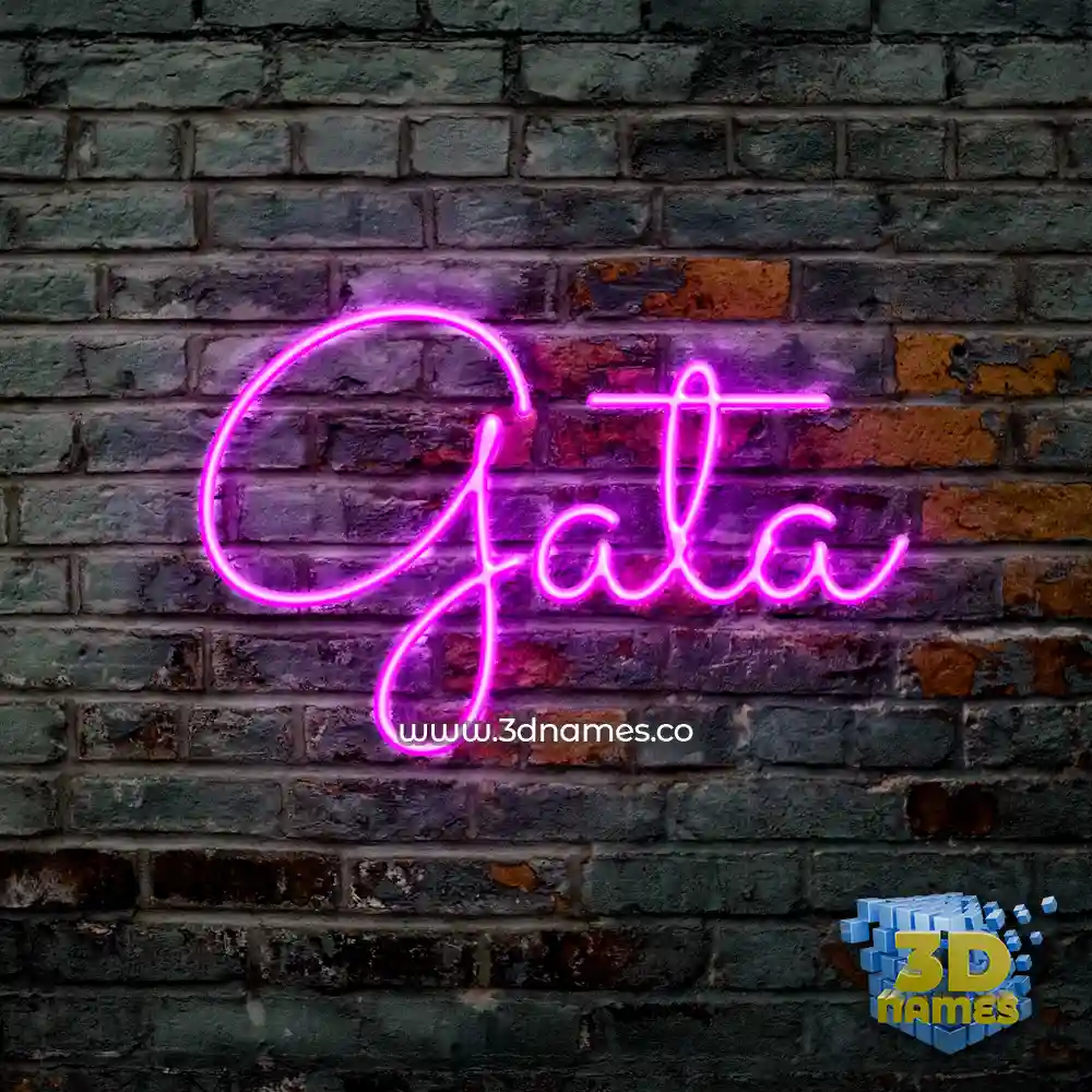 gata in Pink Neon style - 3D name wallpaper