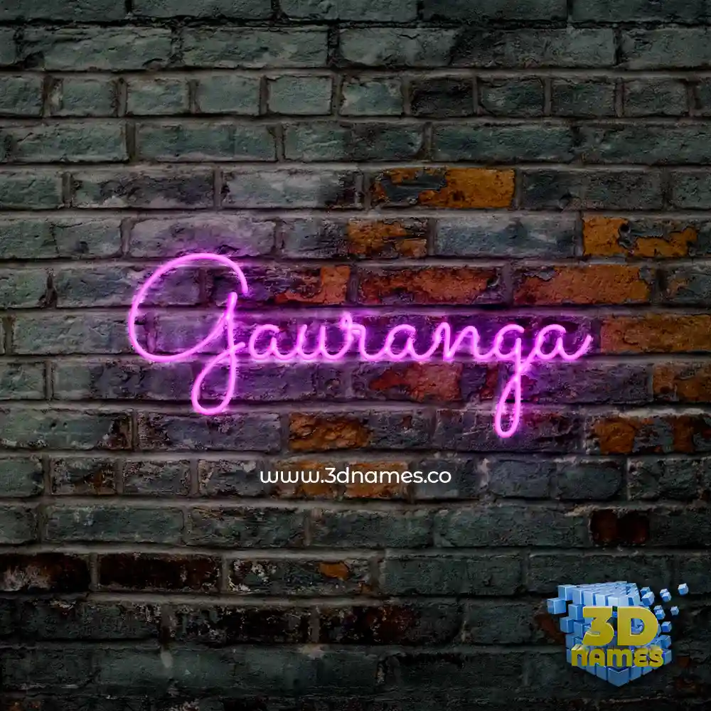gauranga in Pink Neon style - 3D name wallpaper