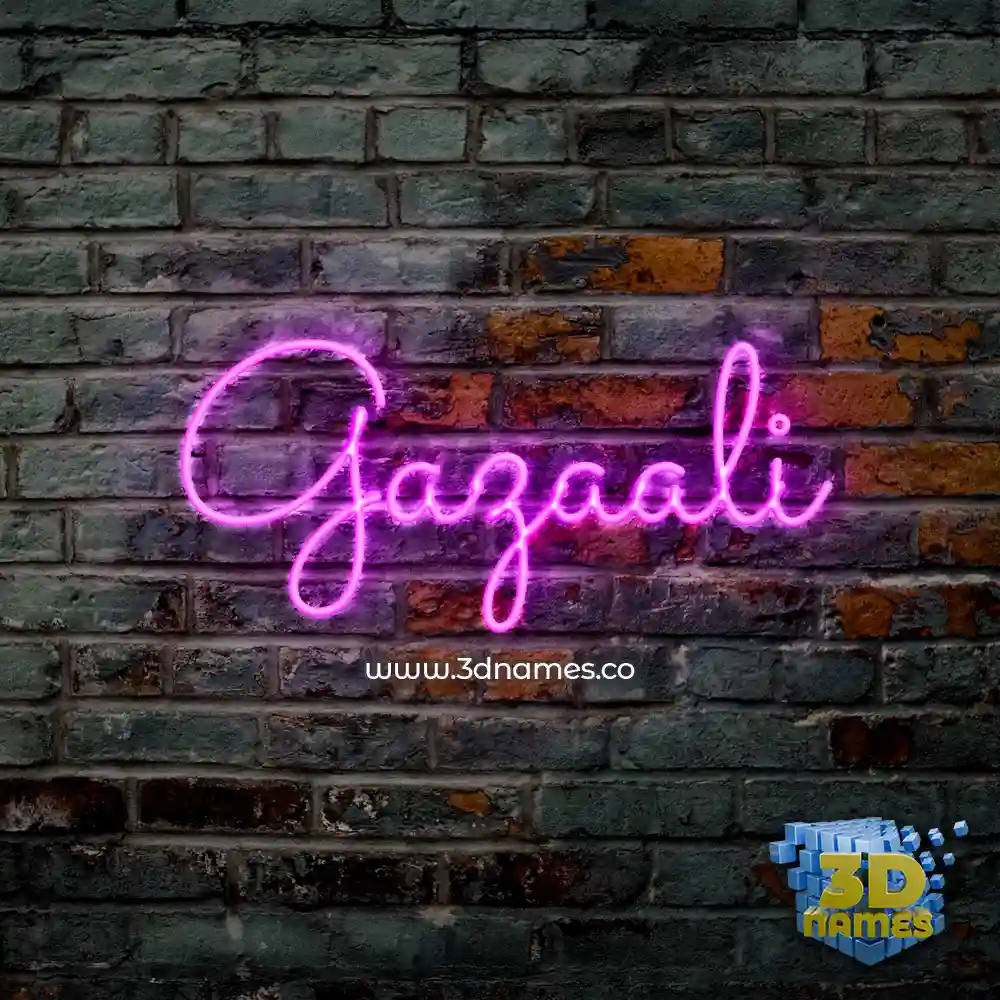 gazaali in Pink Neon style - 3D name wallpaper