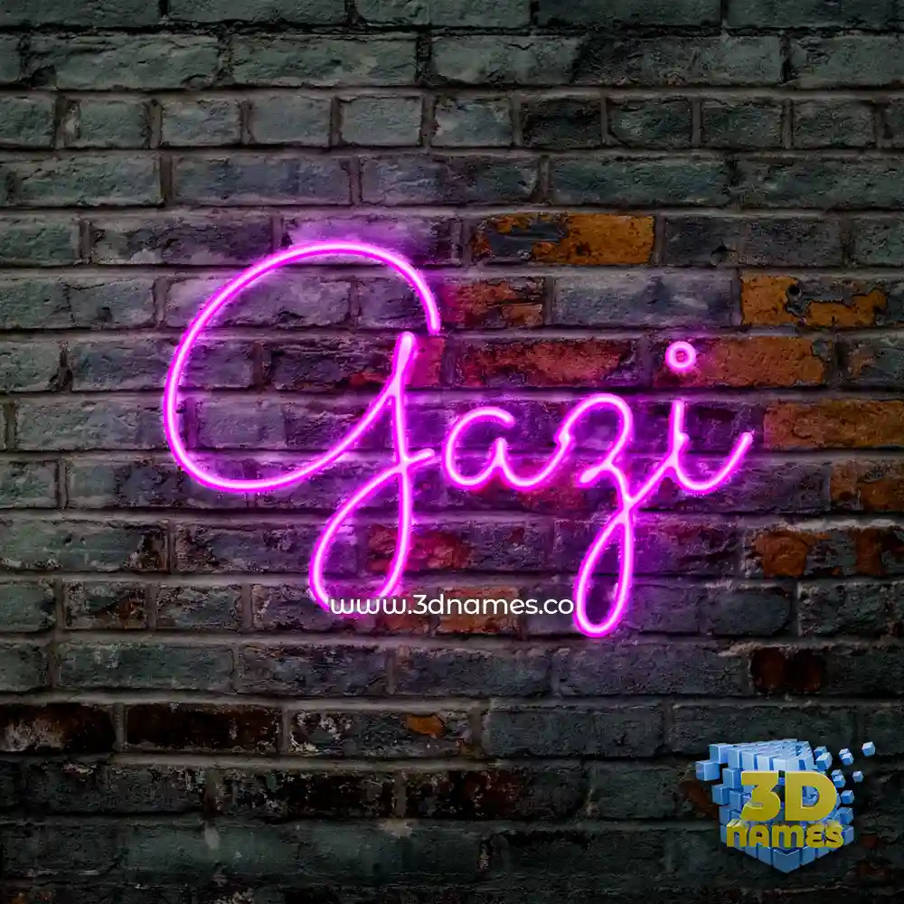 gazi in Pink Neon style - 3D name wallpaper