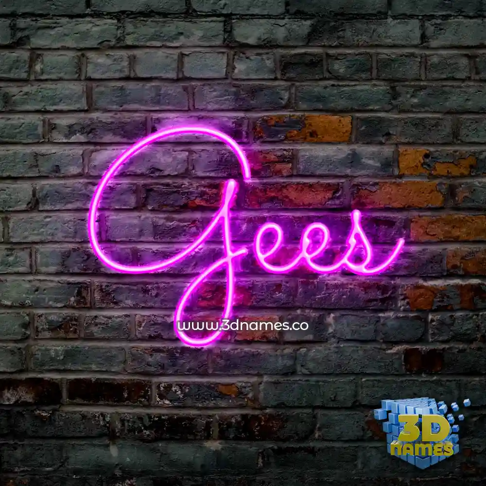 gees in Pink Neon style - 3D name wallpaper