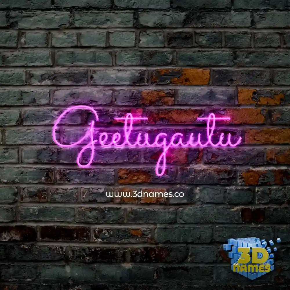 geetugautu in Pink Neon style - 3D name wallpaper