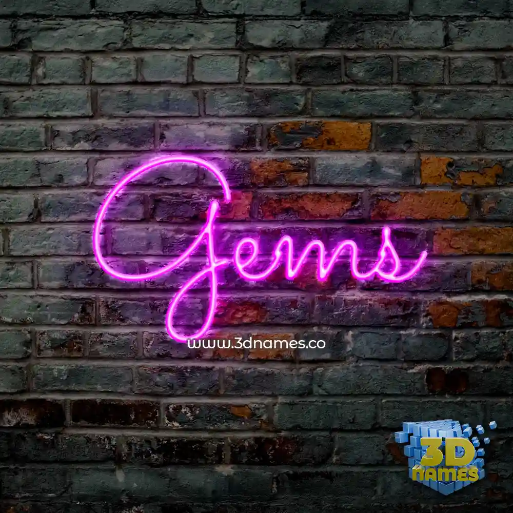 gems in Pink Neon style - 3D name wallpaper