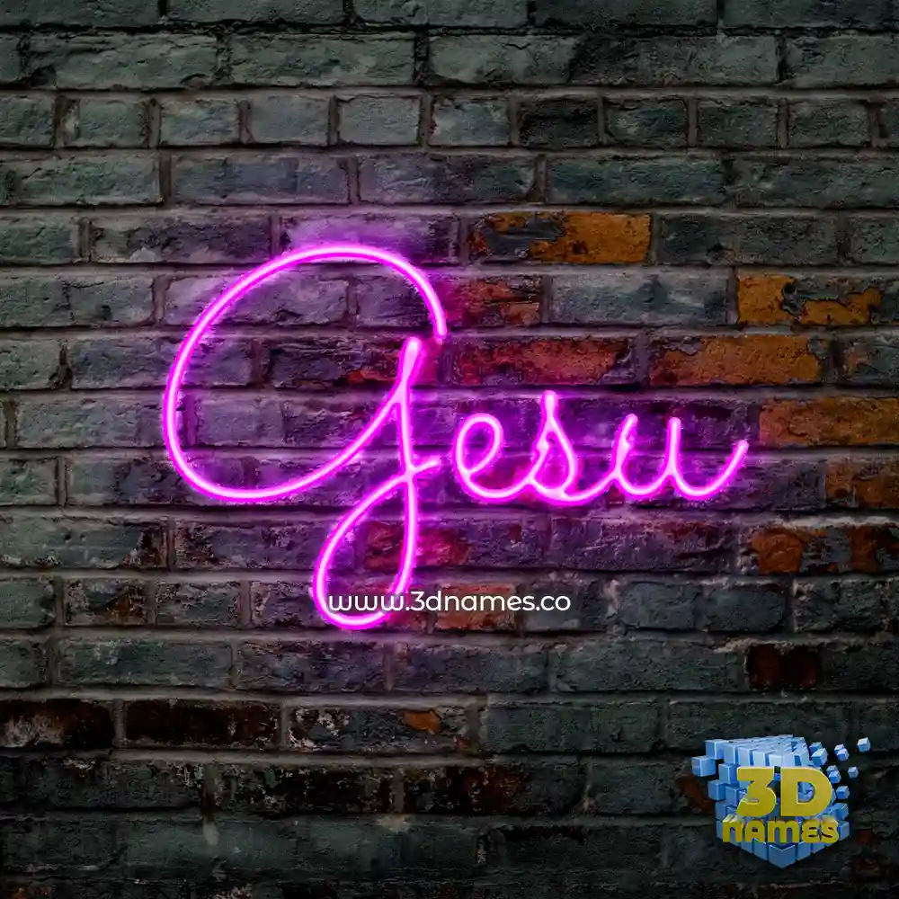 gesu in Pink Neon style - 3D name wallpaper
