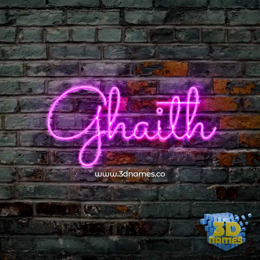 ghaith in Pink Neon style - 3D name wallpaper