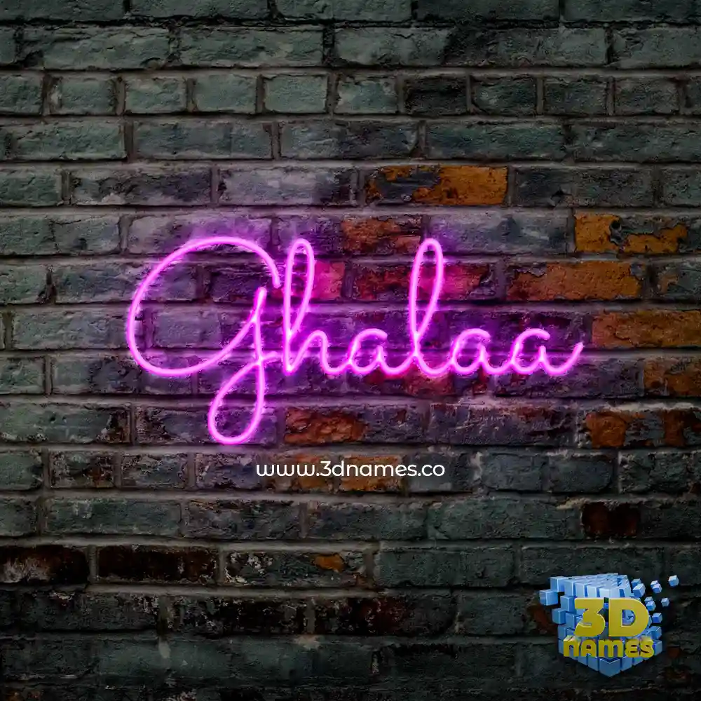 ghalaa in Pink Neon style - 3D name wallpaper