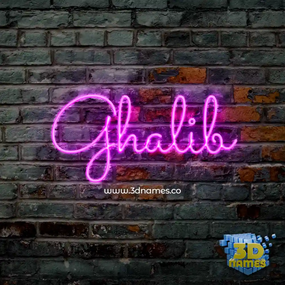 ghalib in Pink Neon style - 3D name wallpaper