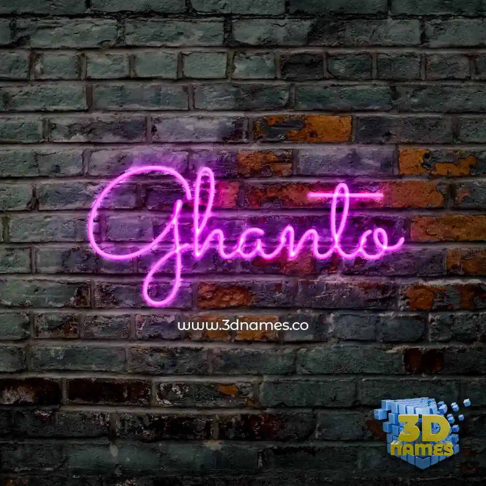 ghanto in Pink Neon style - 3D name wallpaper