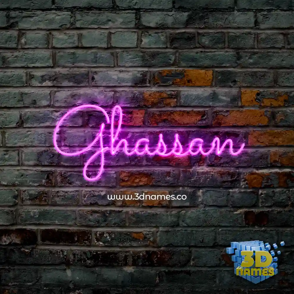 ghassan in Pink Neon style - 3D name wallpaper