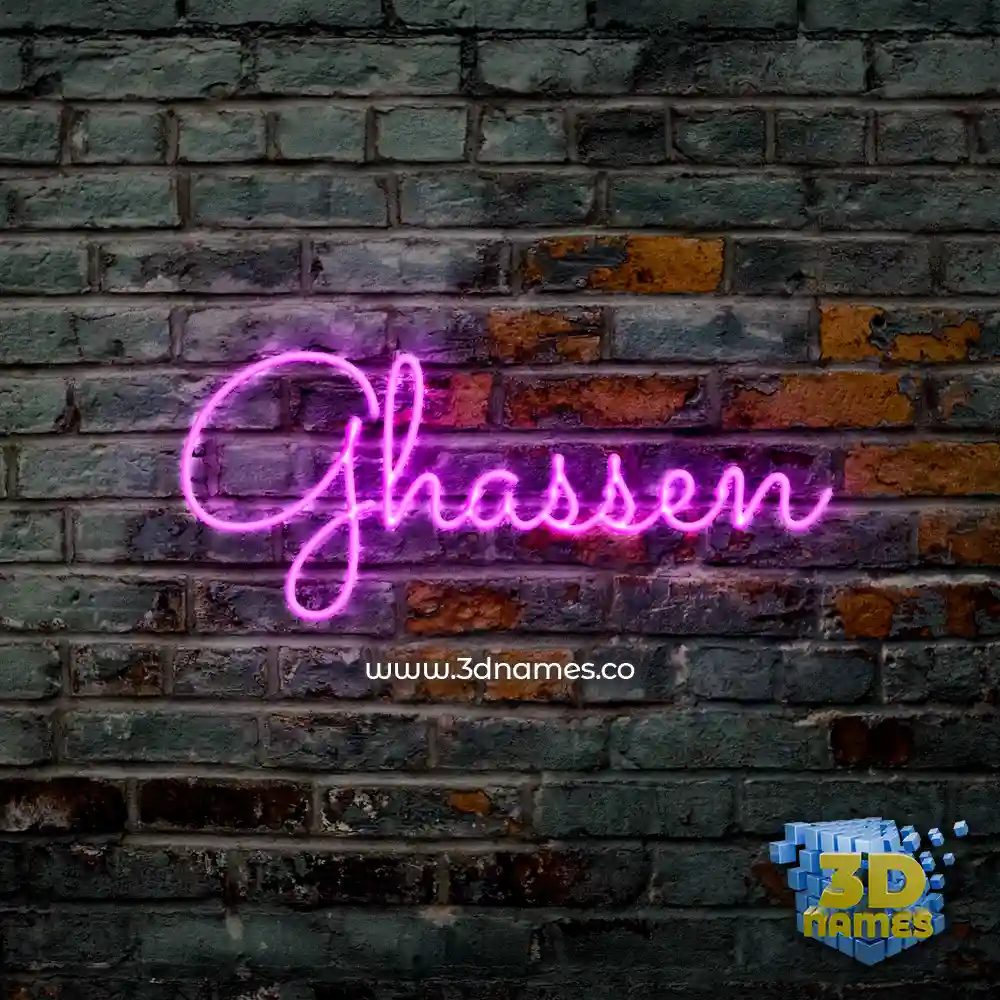 ghassen in Pink Neon style - 3D name wallpaper