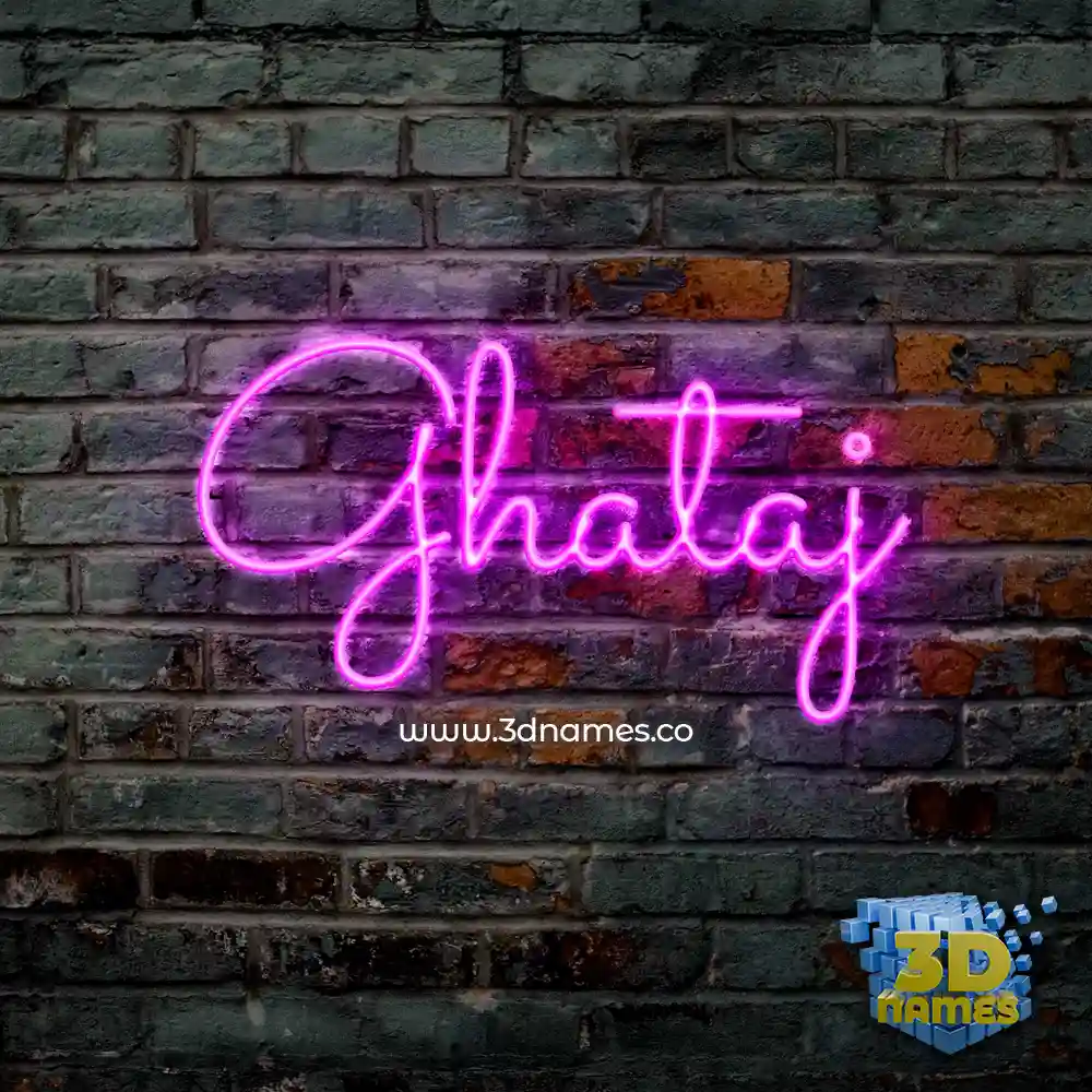 ghataj in Pink Neon style - 3D name wallpaper