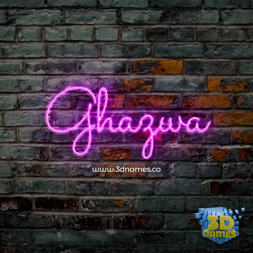 ghazwa in Pink Neon style - 3D name wallpaper