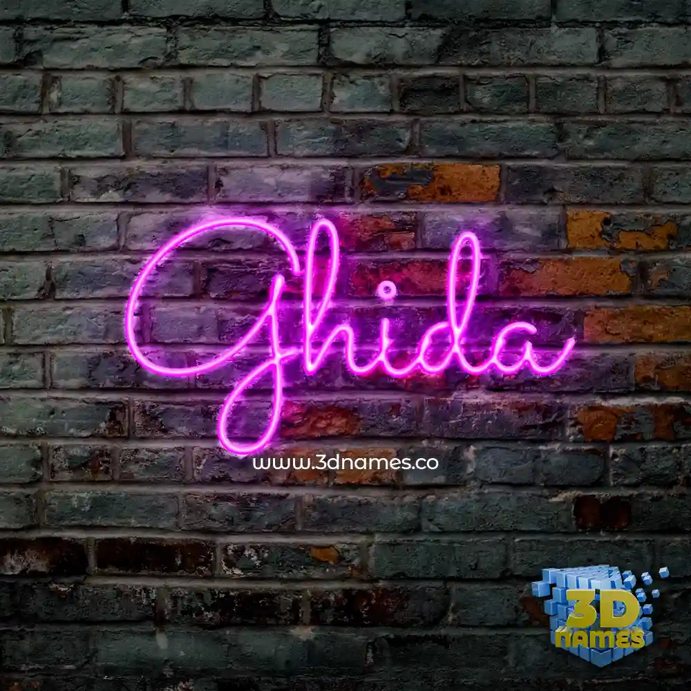 ghida in Pink Neon style - 3D name wallpaper