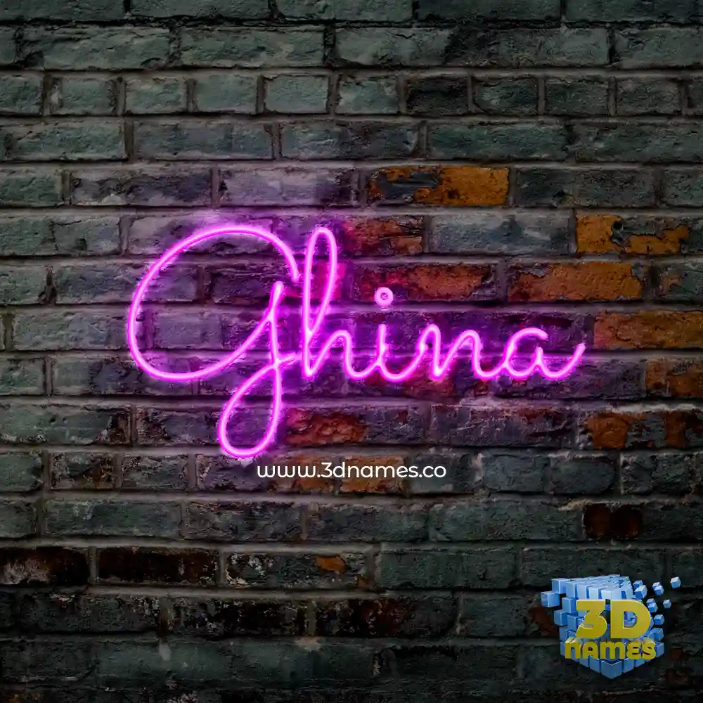 ghina in Pink Neon style - 3D name wallpaper