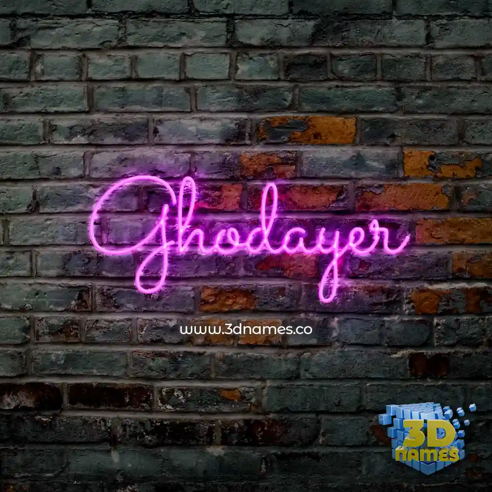 ghodayer in Pink Neon style - 3D name wallpaper