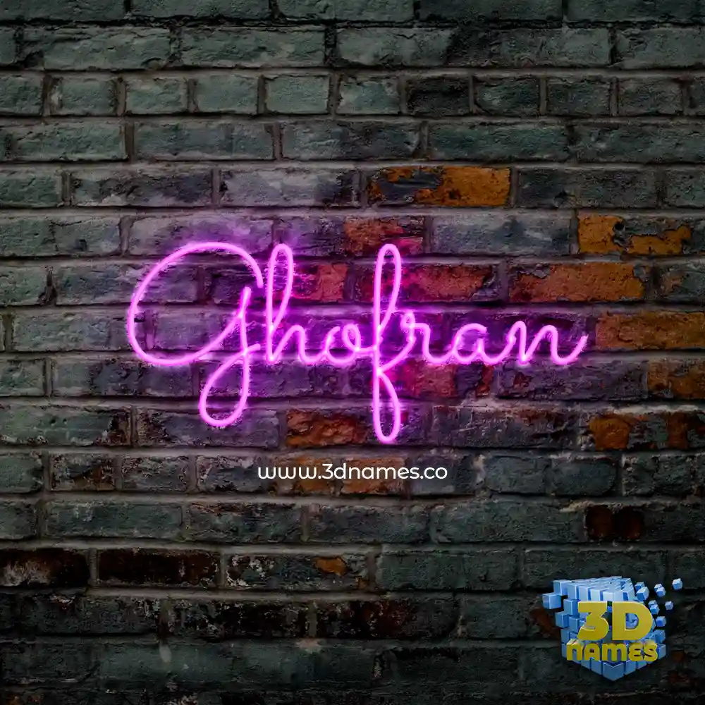 ghofran in Pink Neon style - 3D name wallpaper