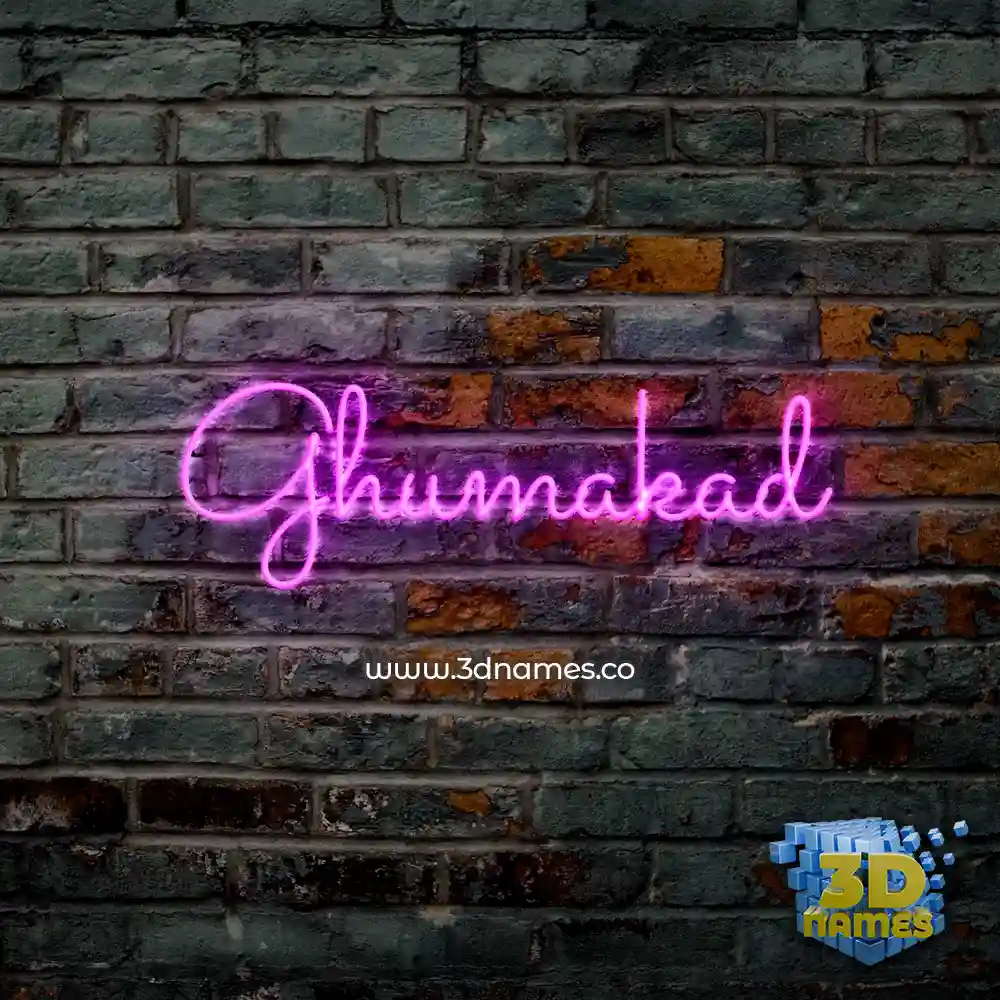 ghumakad in Pink Neon style - 3D name wallpaper