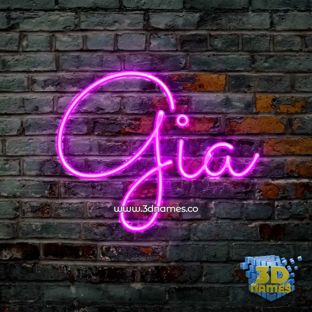 gia in Pink Neon style - 3D name wallpaper