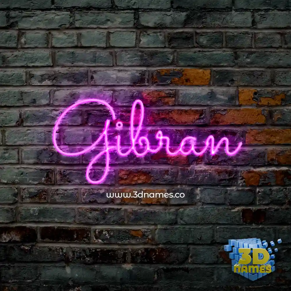 gibran in Pink Neon style - 3D name wallpaper