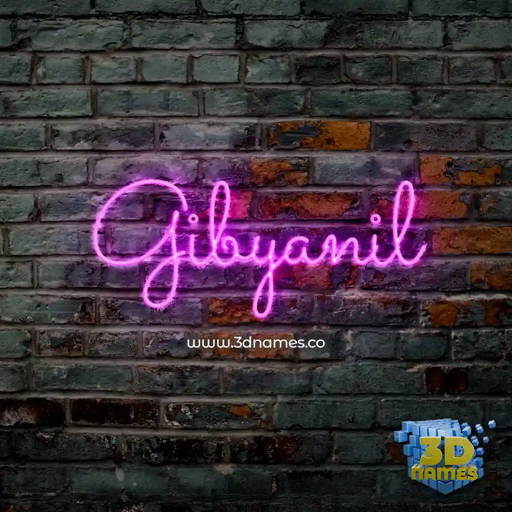 gibyanil in Pink Neon style - 3D name wallpaper