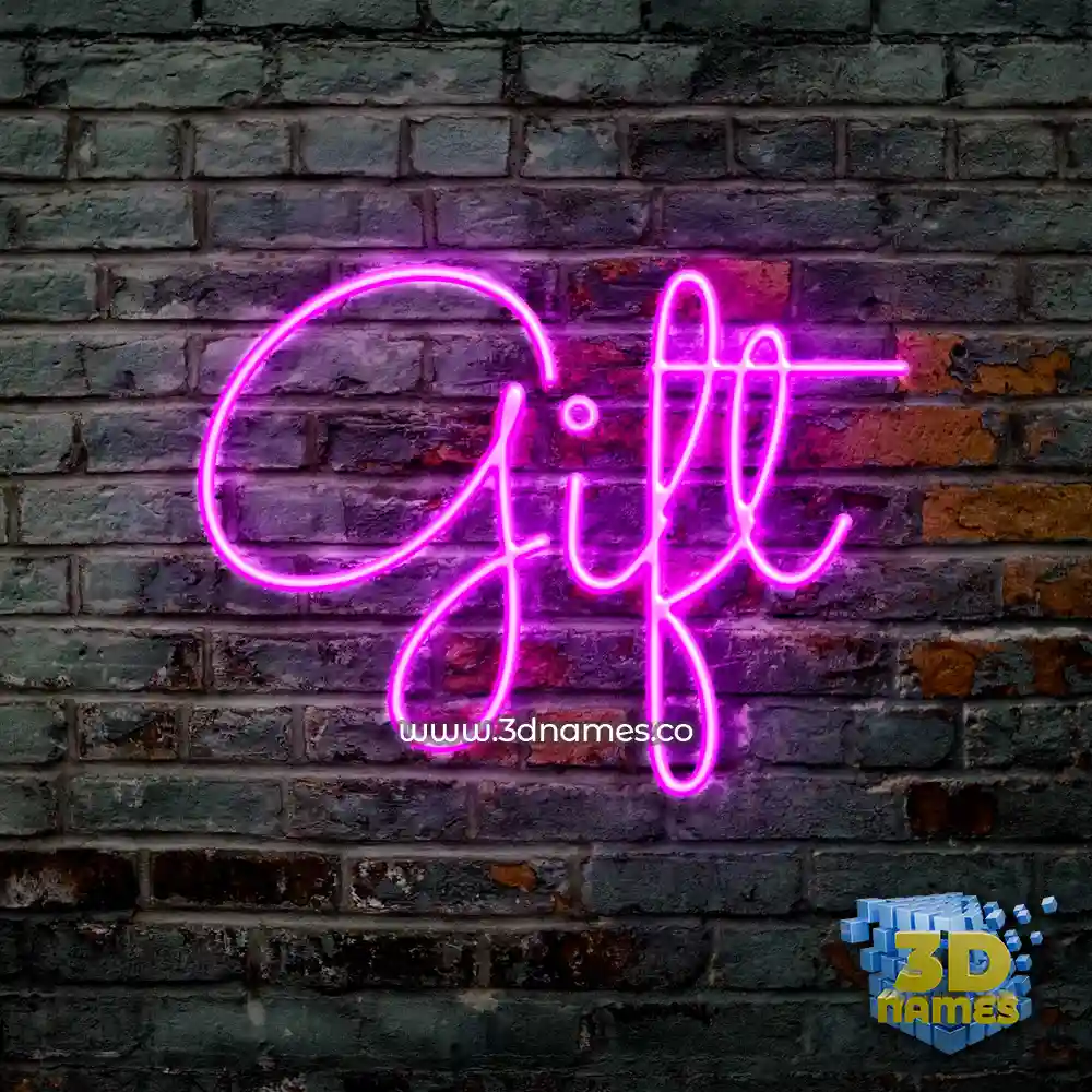gift in Pink Neon style - 3D name wallpaper