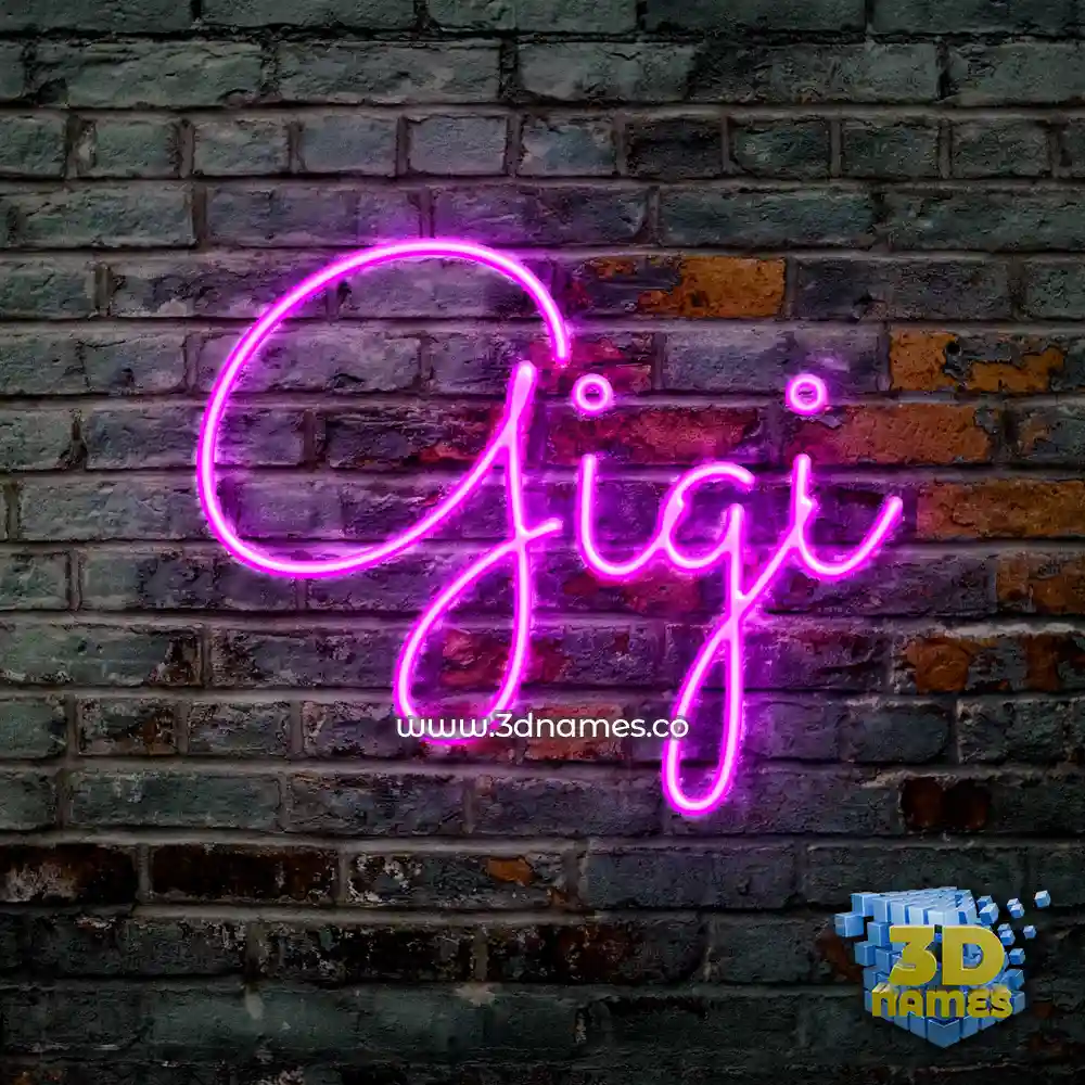 gigi in Pink Neon style - 3D name wallpaper