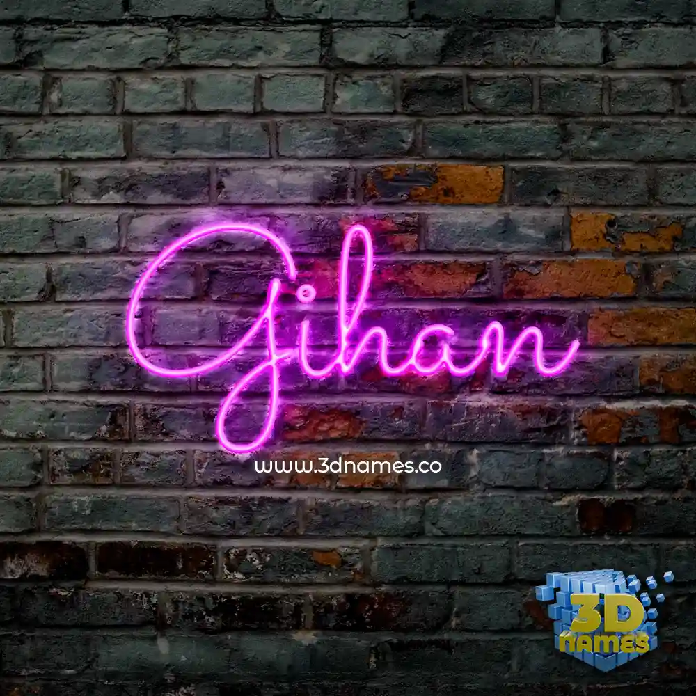 gihan in Pink Neon style - 3D name wallpaper