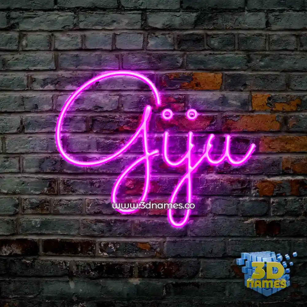giju in Pink Neon style - 3D name wallpaper