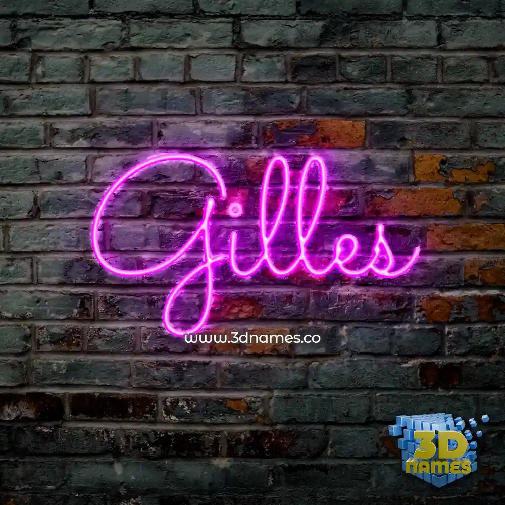 gilles in Pink Neon style - 3D name wallpaper