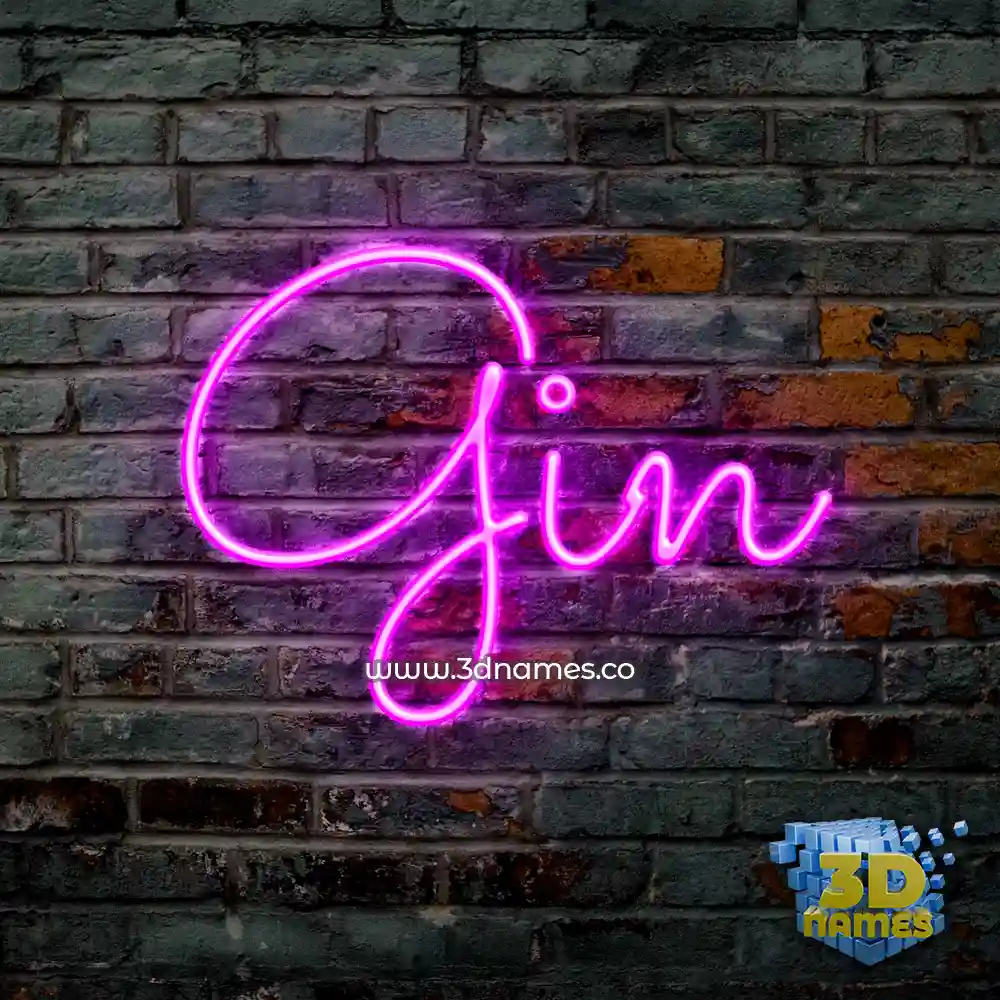 gin in Pink Neon style - 3D name wallpaper