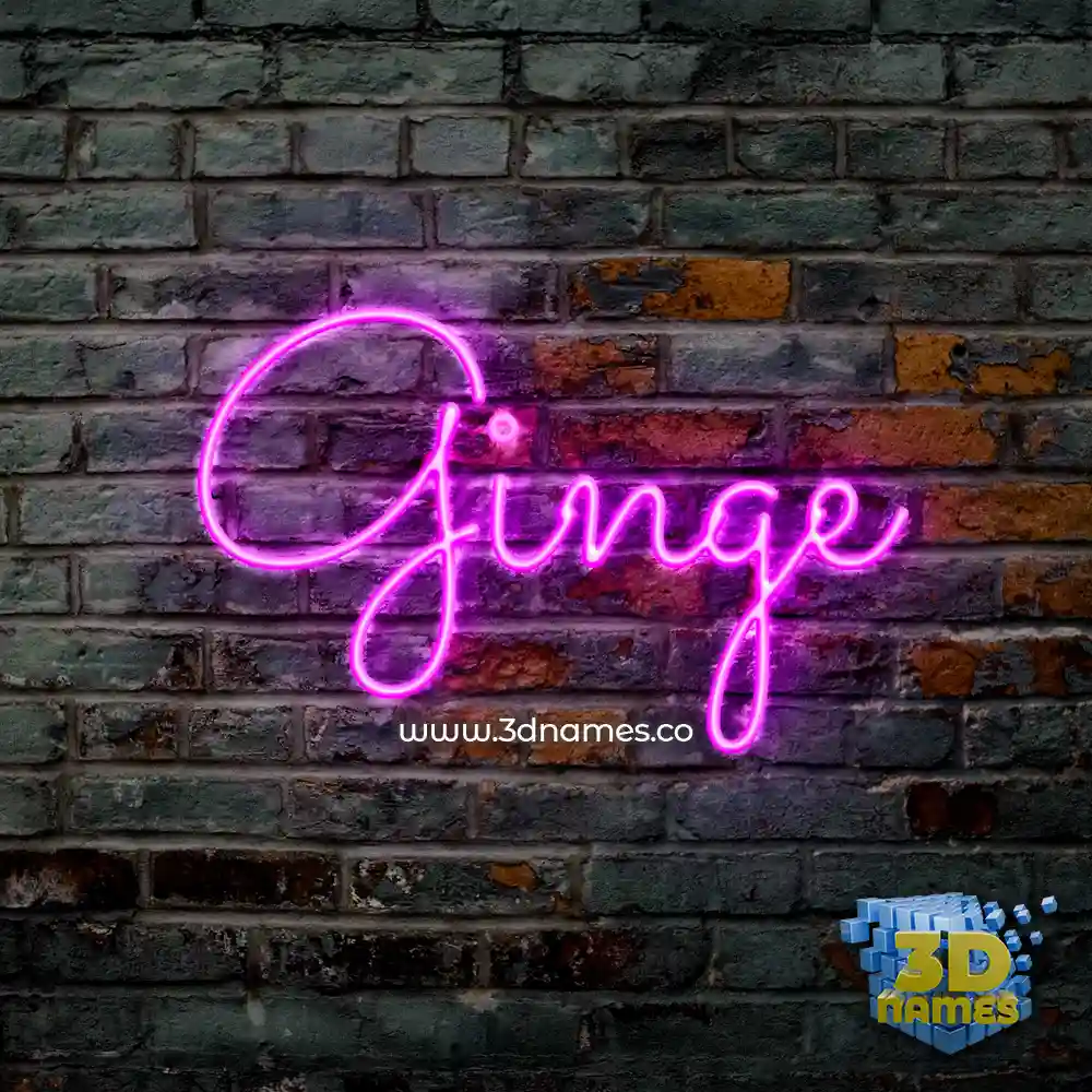 ginge in Pink Neon style - 3D name wallpaper