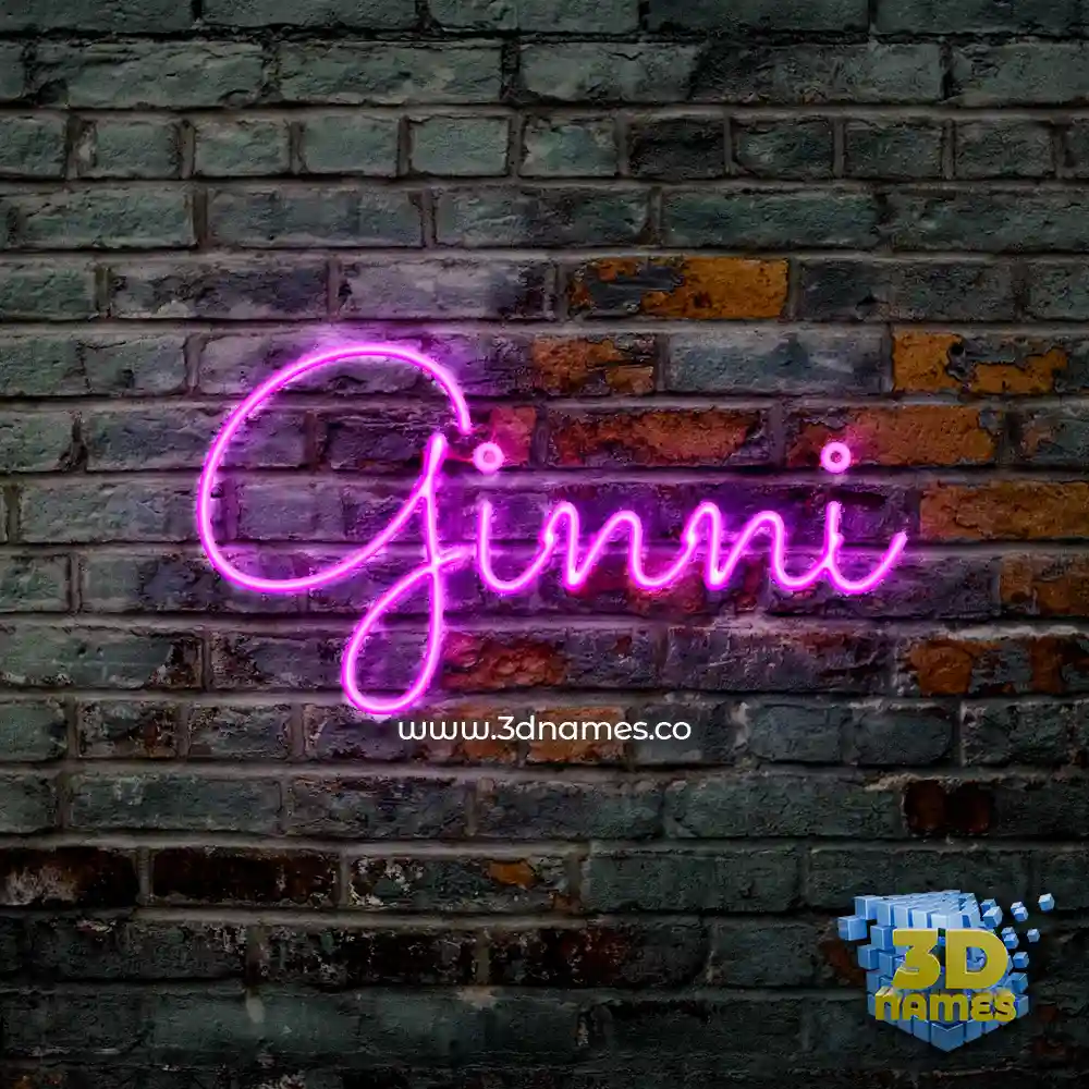 ginni in Pink Neon style - 3D name wallpaper