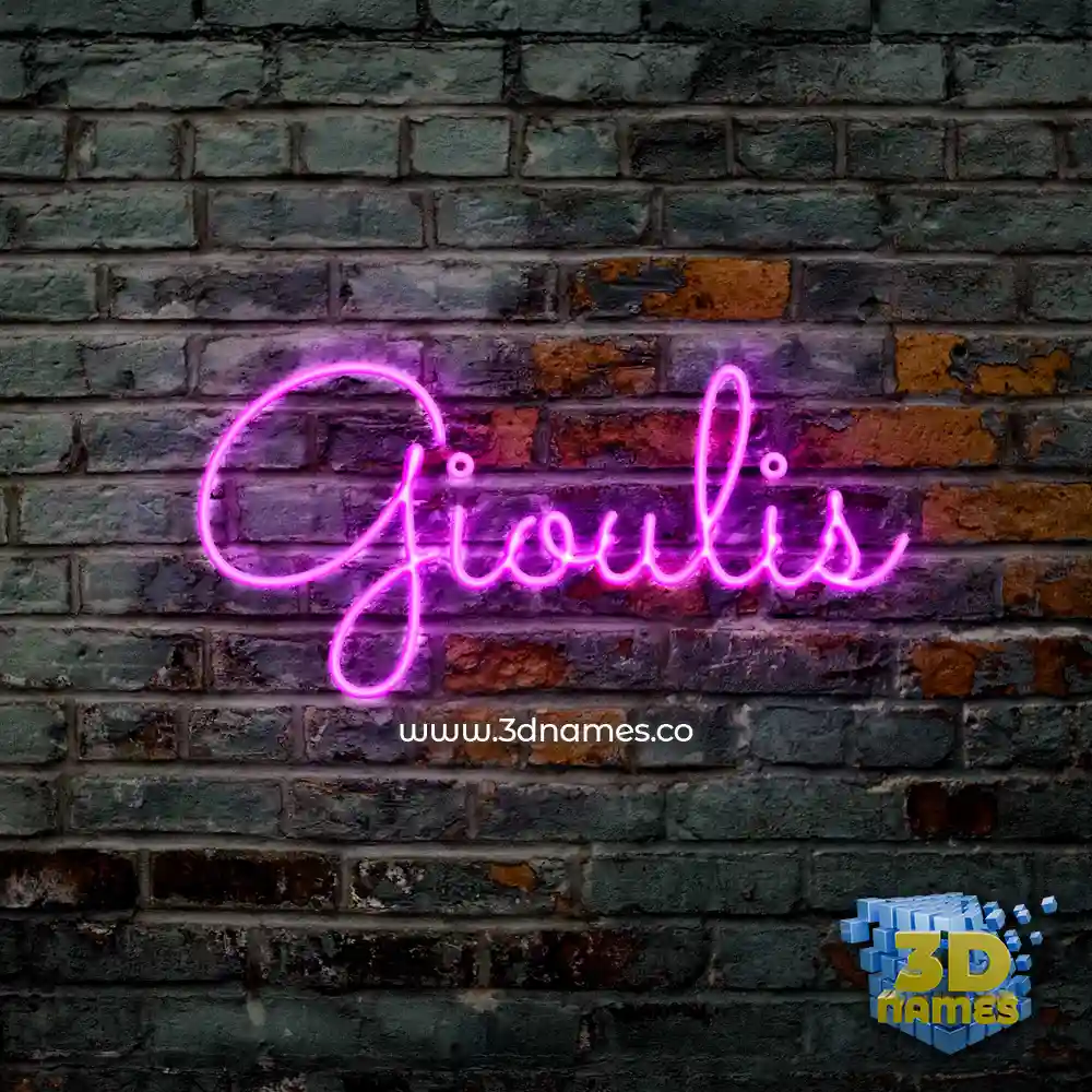 gioulis in Pink Neon style - 3D name wallpaper