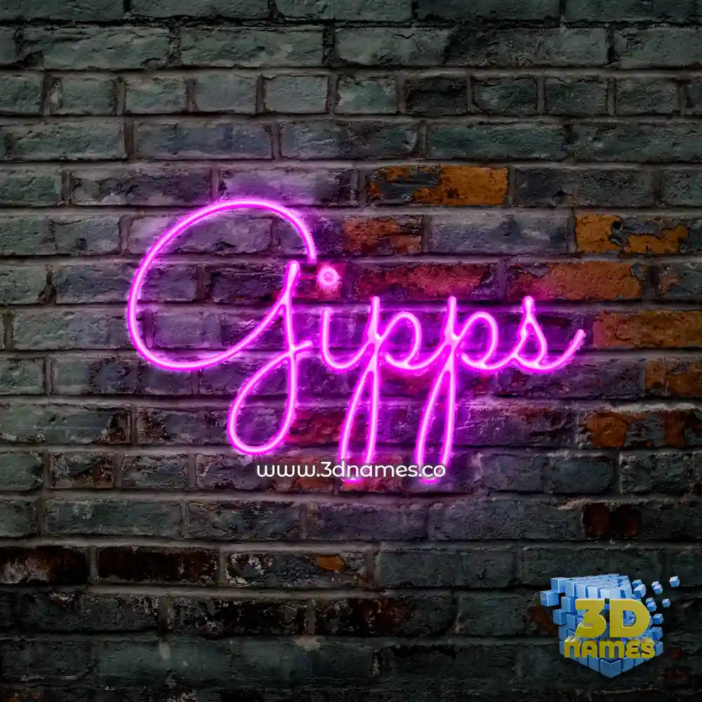 gipps in Pink Neon style - 3D name wallpaper