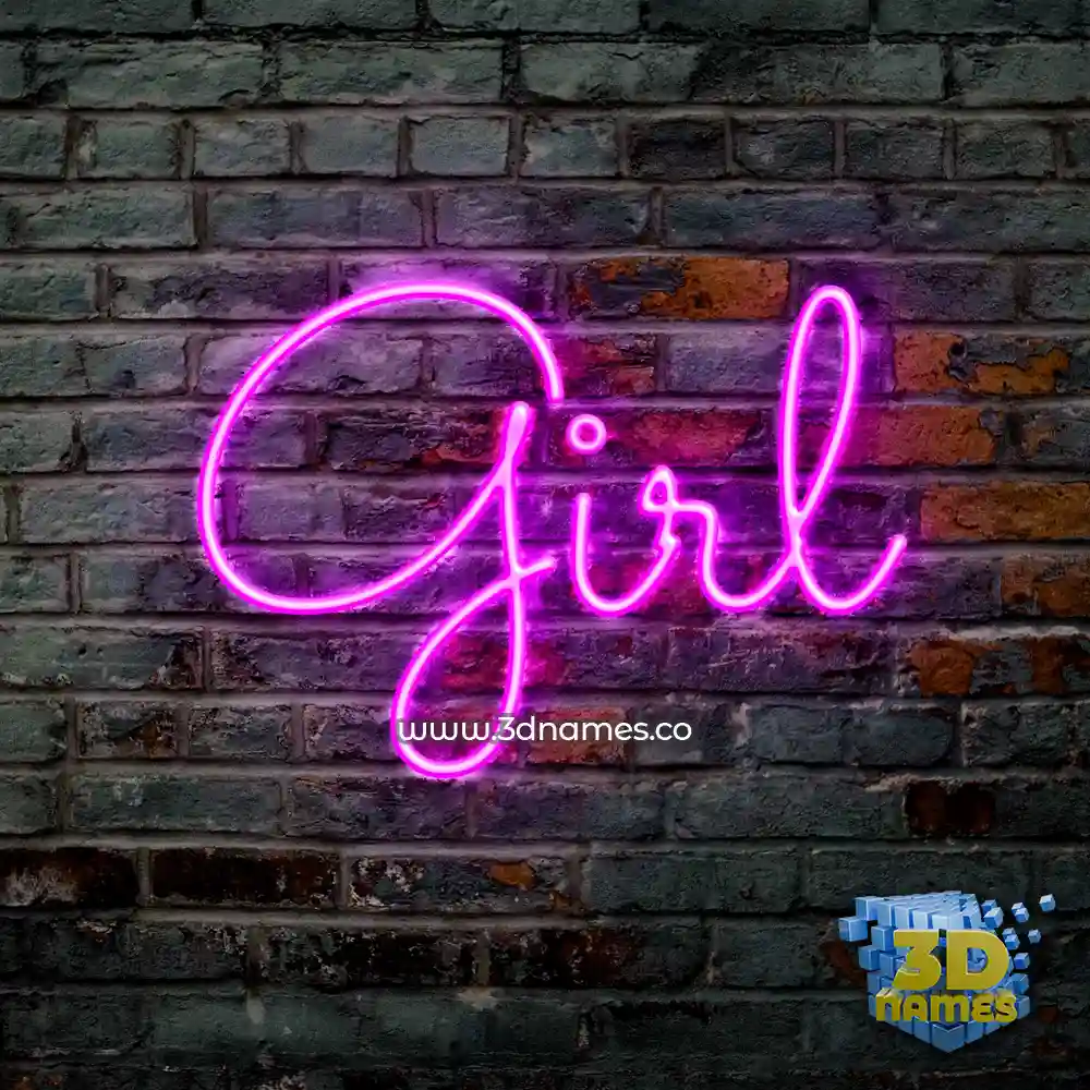 girl in Pink Neon style - 3D name wallpaper