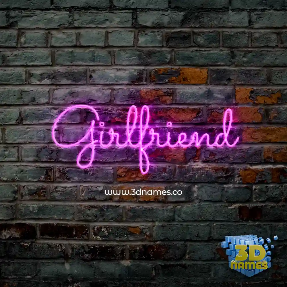 girlfriend in Pink Neon style - 3D name wallpaper