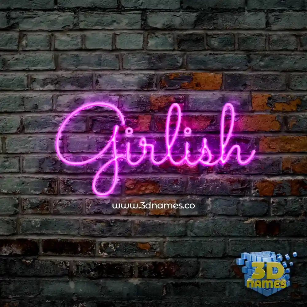 girlish in Pink Neon style - 3D name wallpaper
