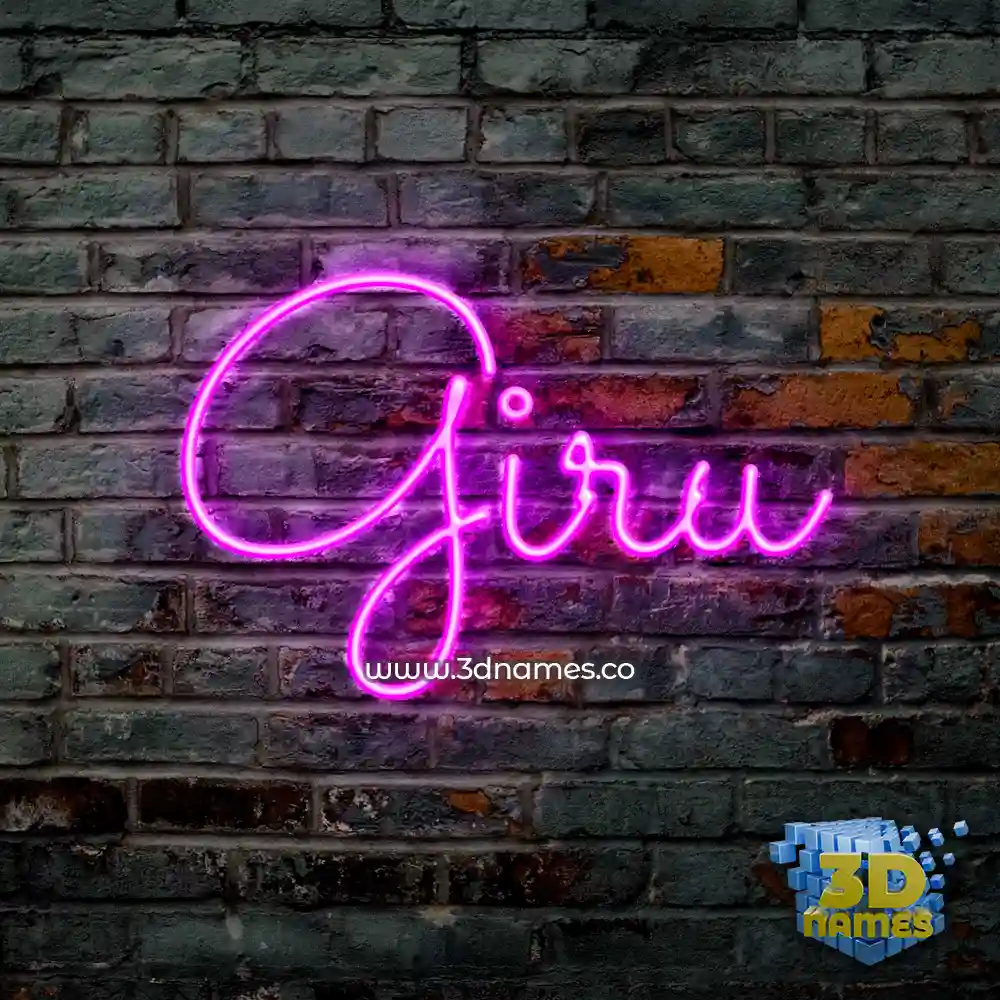 giru in Pink Neon style - 3D name wallpaper