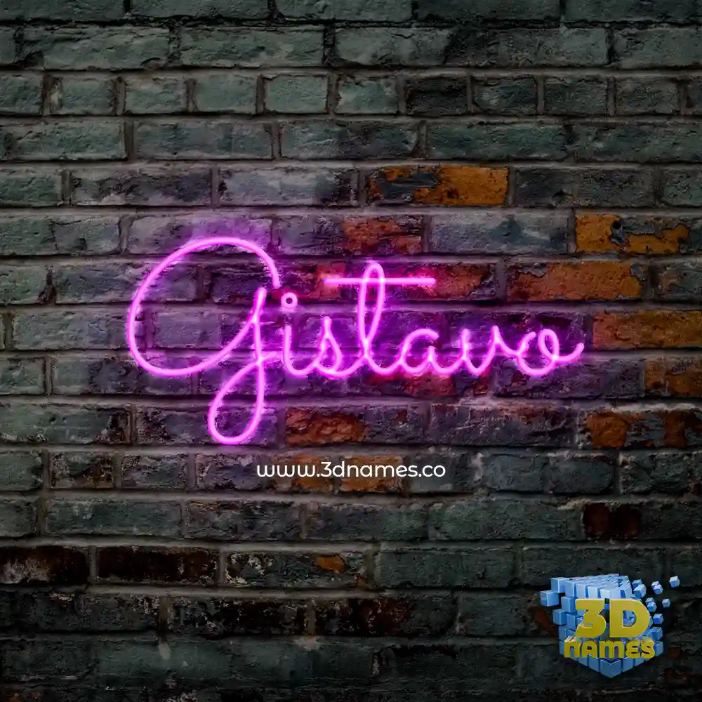 gistavo in Pink Neon style - 3D name wallpaper