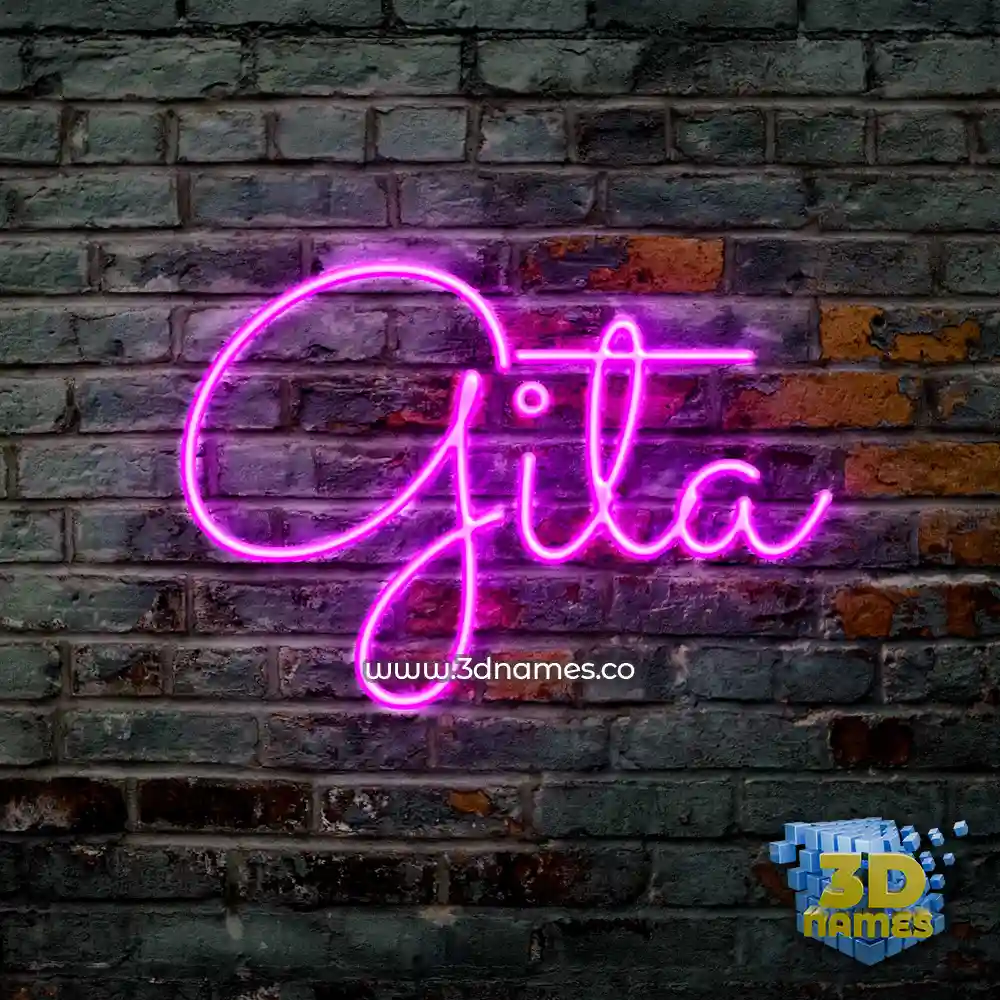 gita in Pink Neon style - 3D name wallpaper
