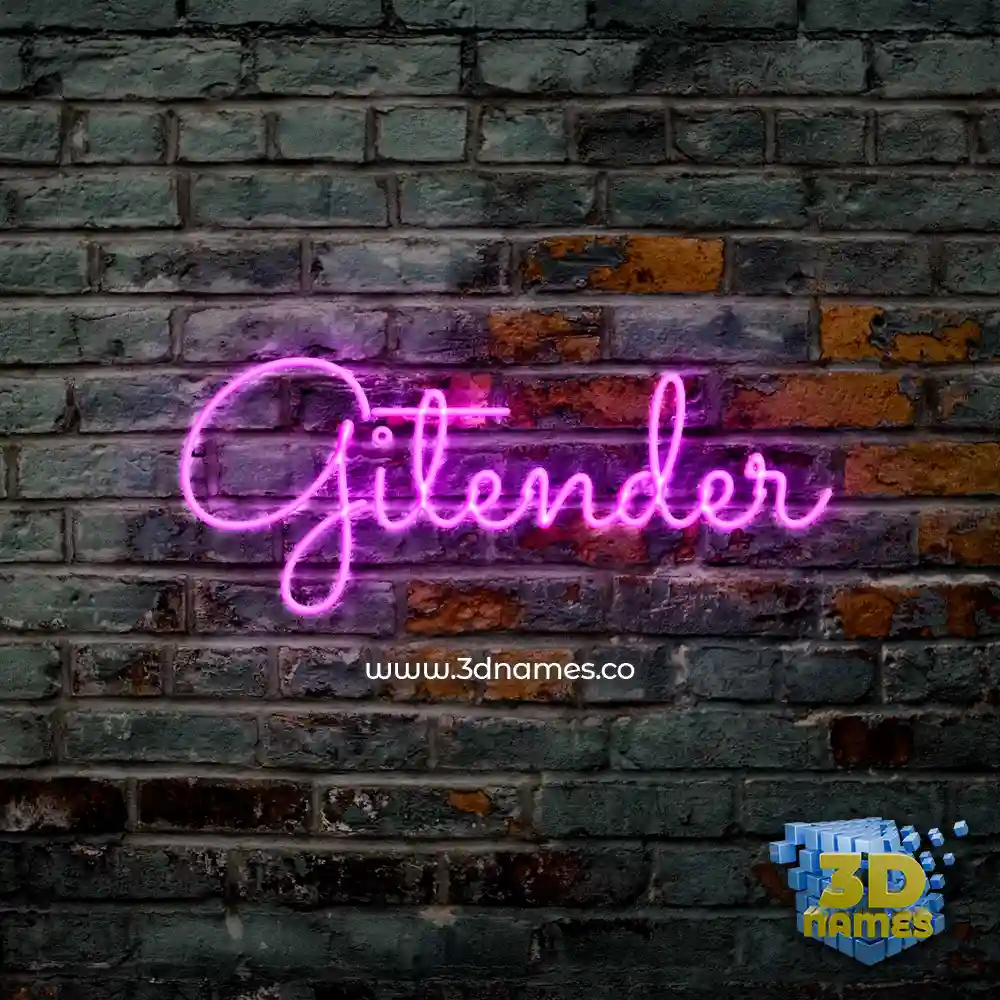 gitender in Pink Neon style - 3D name wallpaper