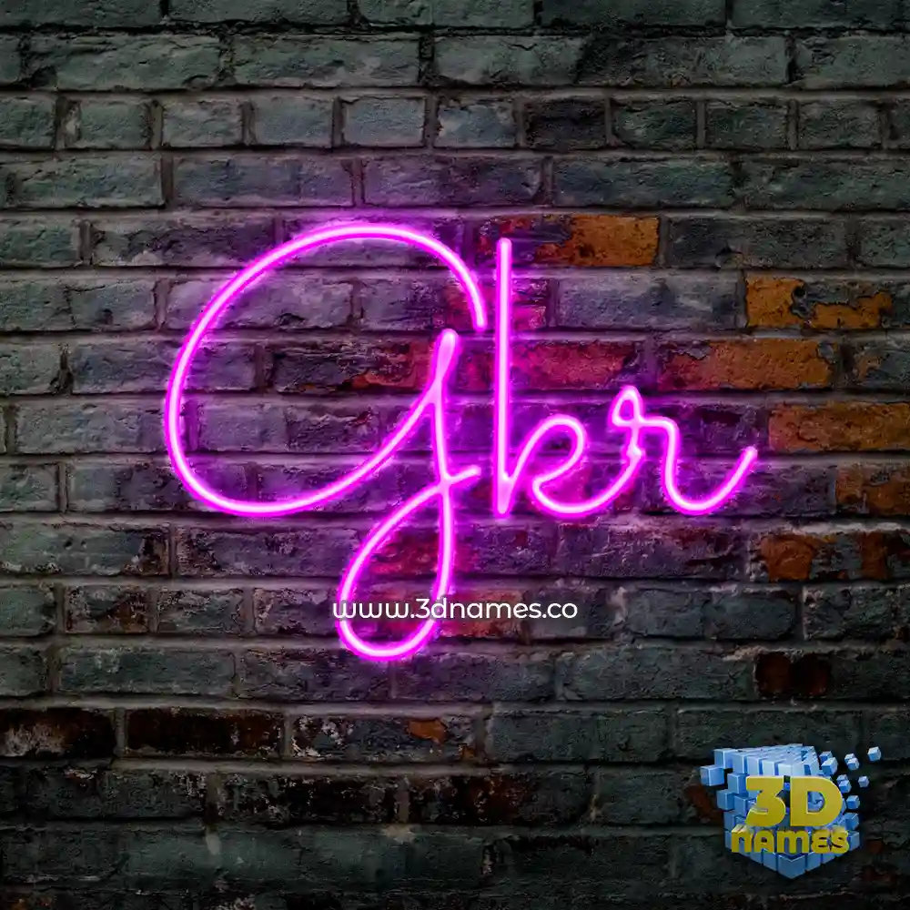 gkr in Pink Neon style - 3D name wallpaper