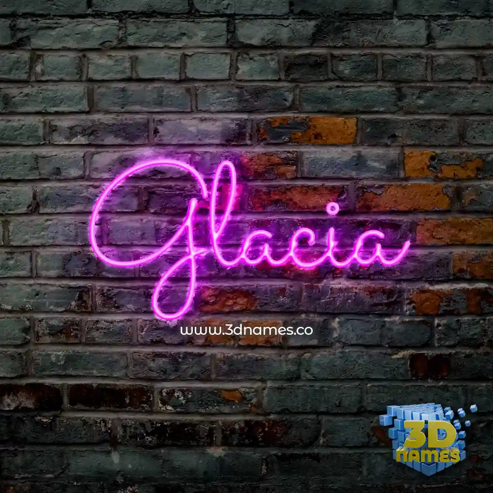 glacia in Pink Neon style - 3D name wallpaper