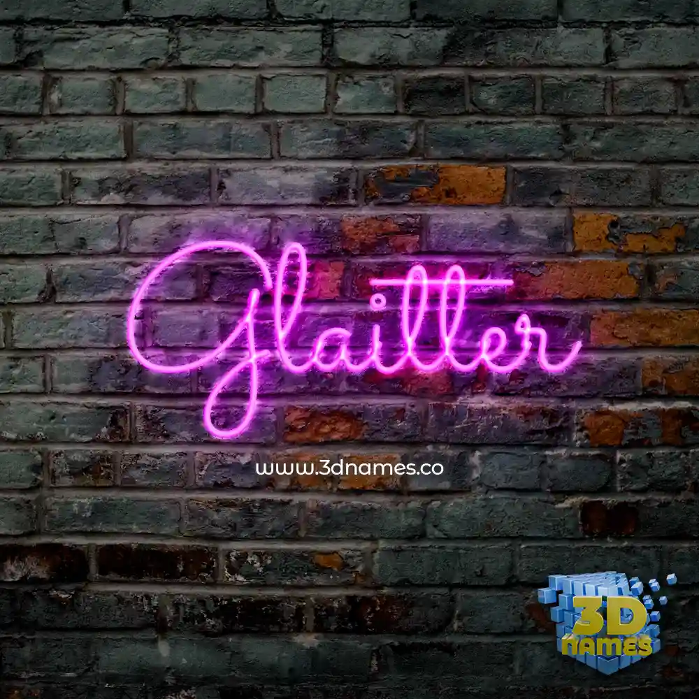 glaitter in Pink Neon style - 3D name wallpaper