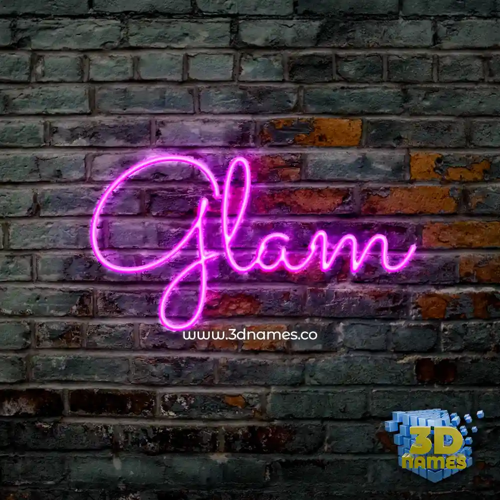 glam in Pink Neon style - 3D name wallpaper