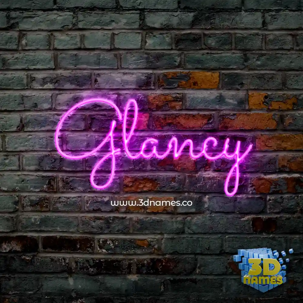 glancy in Pink Neon style - 3D name wallpaper