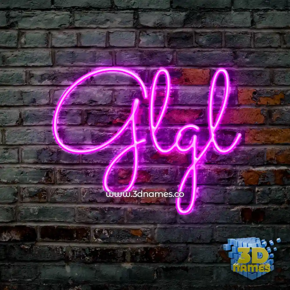 glgl in Pink Neon style - 3D name wallpaper