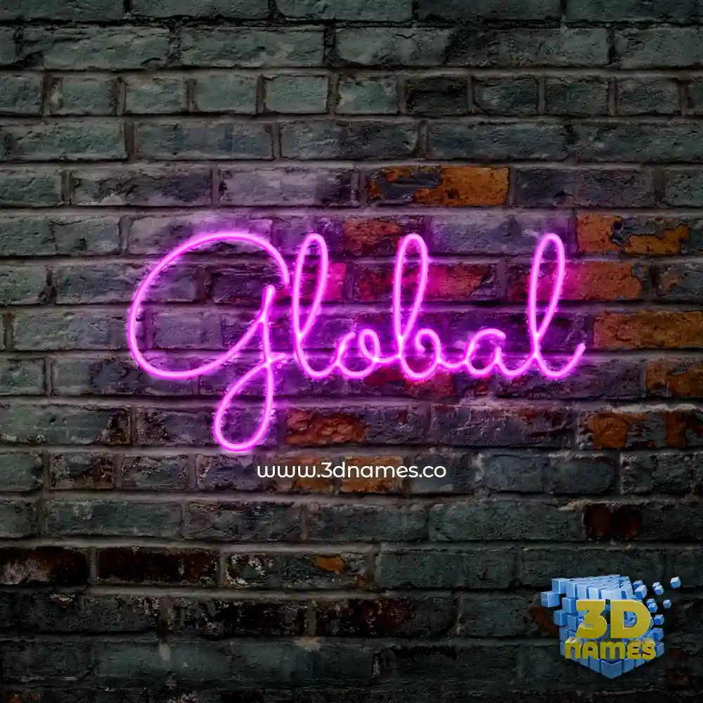 global in Pink Neon style - 3D name wallpaper