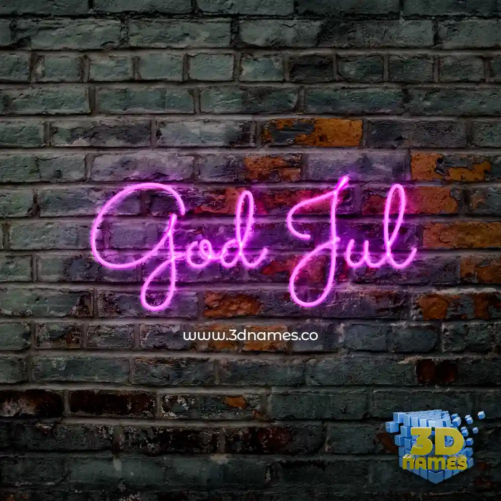 god jul in Pink Neon style - 3D name wallpaper