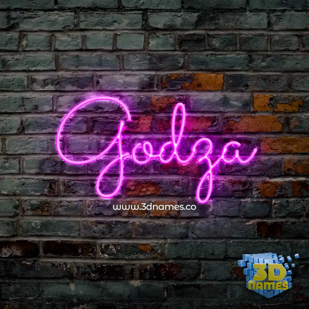 godza in Pink Neon style - 3D name wallpaper